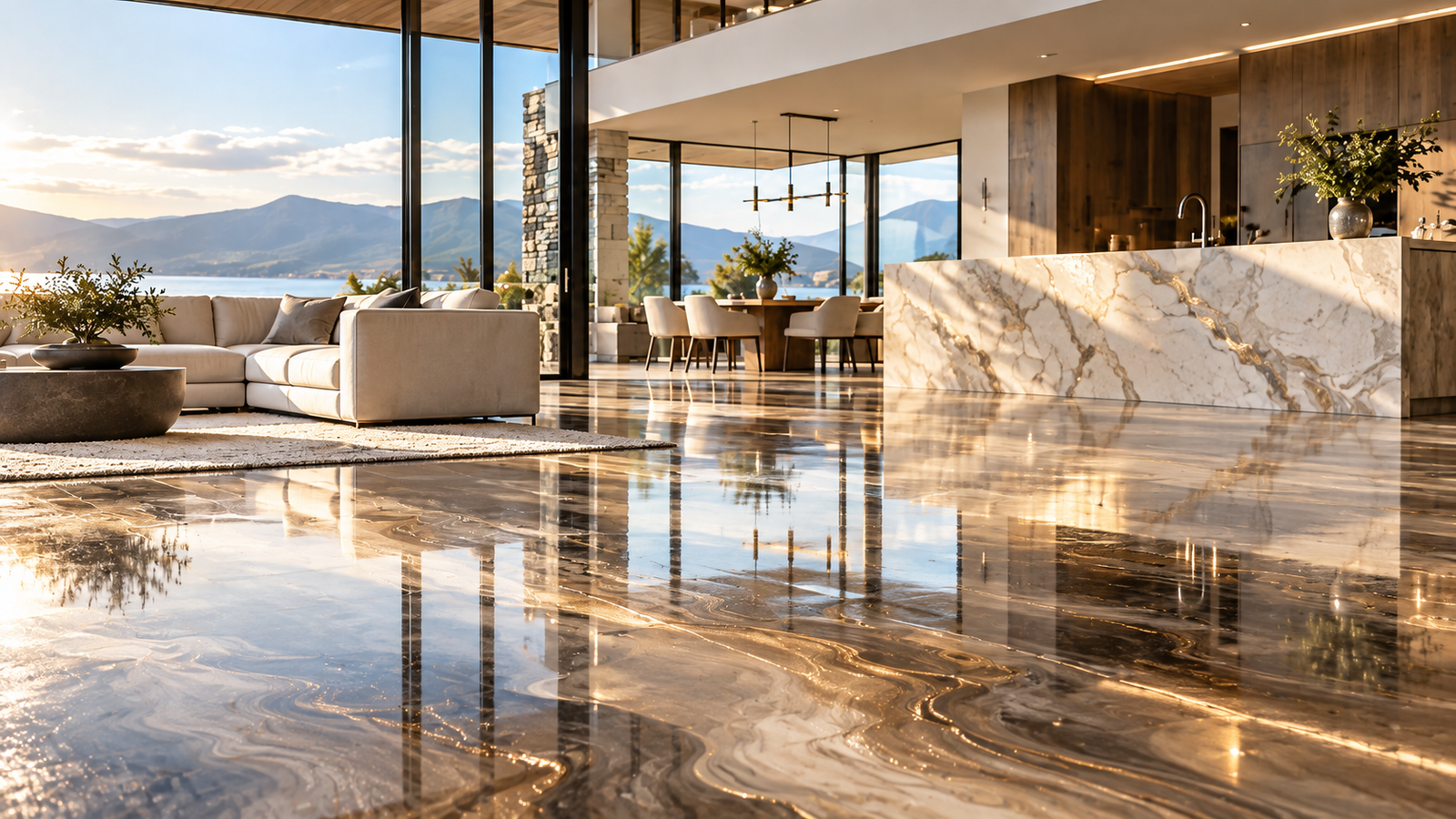 Dekorativer Metallic-Epoxidharzboden im Premium-Look